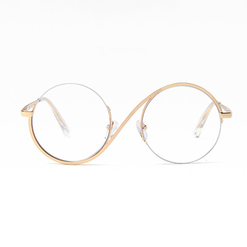 Cross Half-Rim Round Glasses 95929