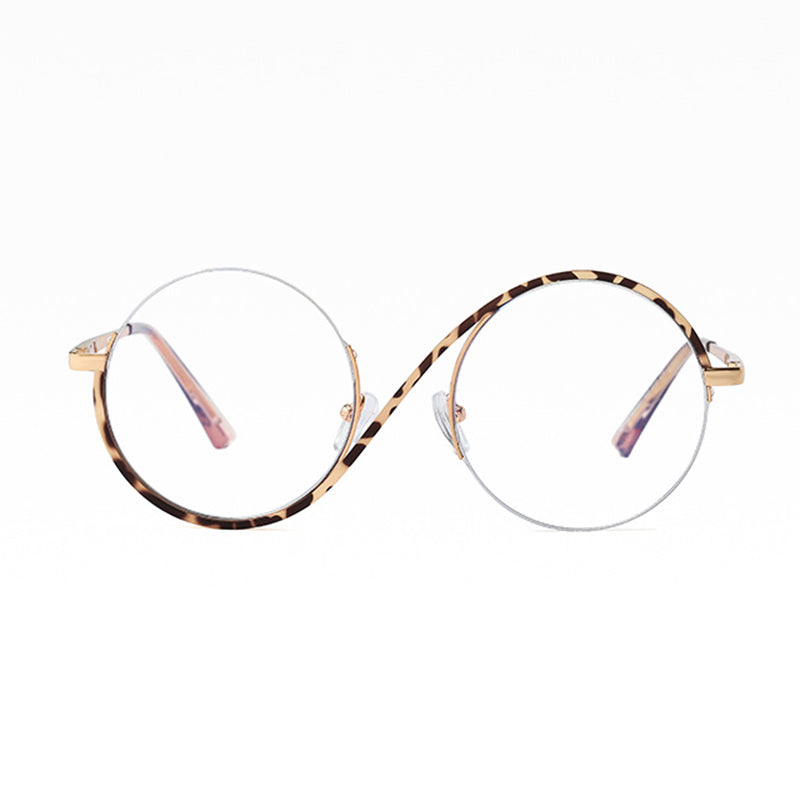 Cross Half-Rim Round Glasses 95929