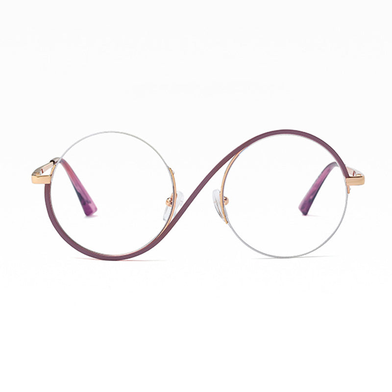 Cross Half-Rim Round Glasses 95929