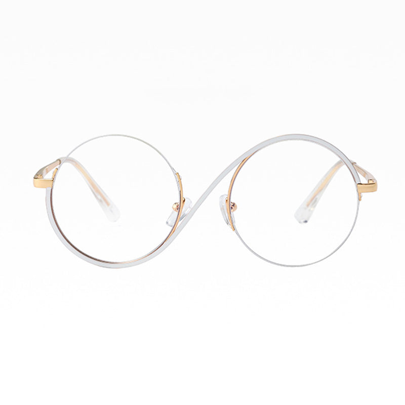 Cross Half-Rim Round Glasses 95929