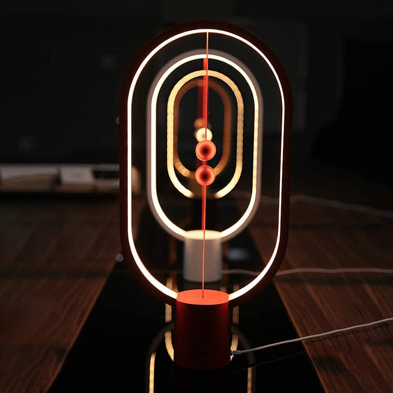 Wood Round Heng Magnet Balance Lamp DesignNest Switch in Mid-Air USB Power  LED