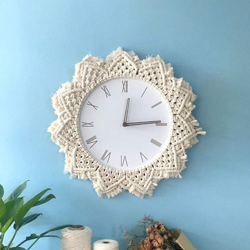 Lilac Macrame Wall Clock
