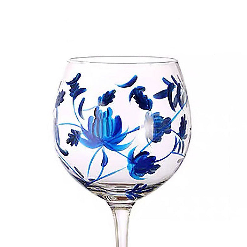 Painted Floral Wine Glass