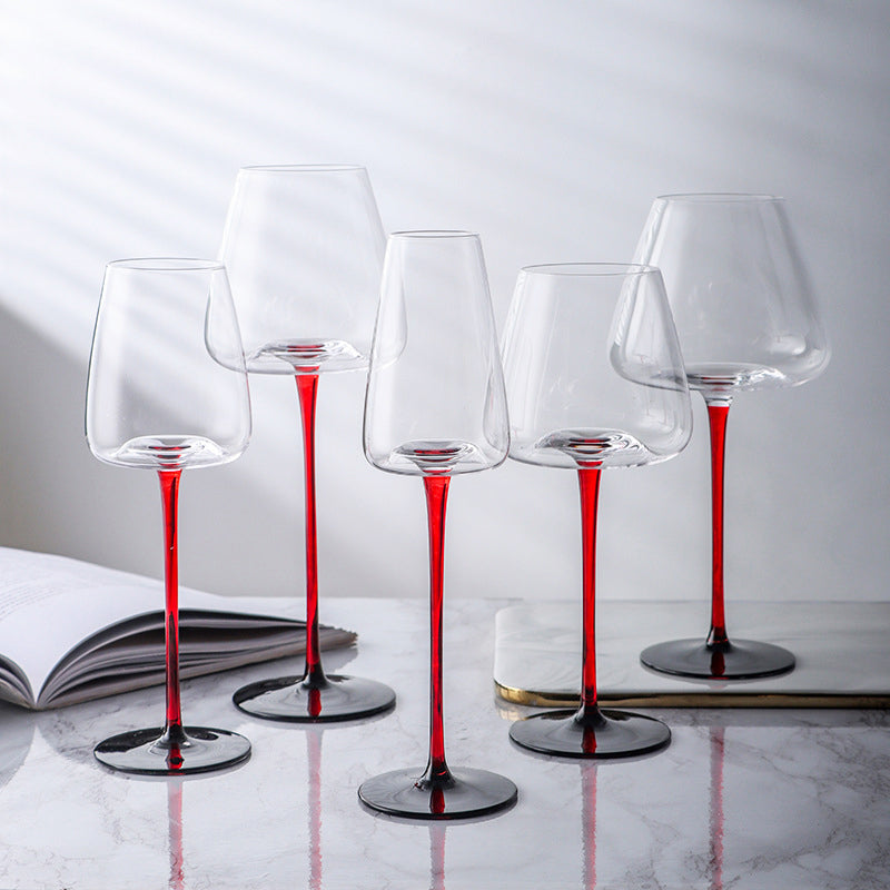 Meshek Covenant Glasses | Red Colored Stem Wine Glass | Bar Tools |  Champagne | Wedding Cocktail Party | Couple Anniversaries | Gift Collection  - Beit Collections