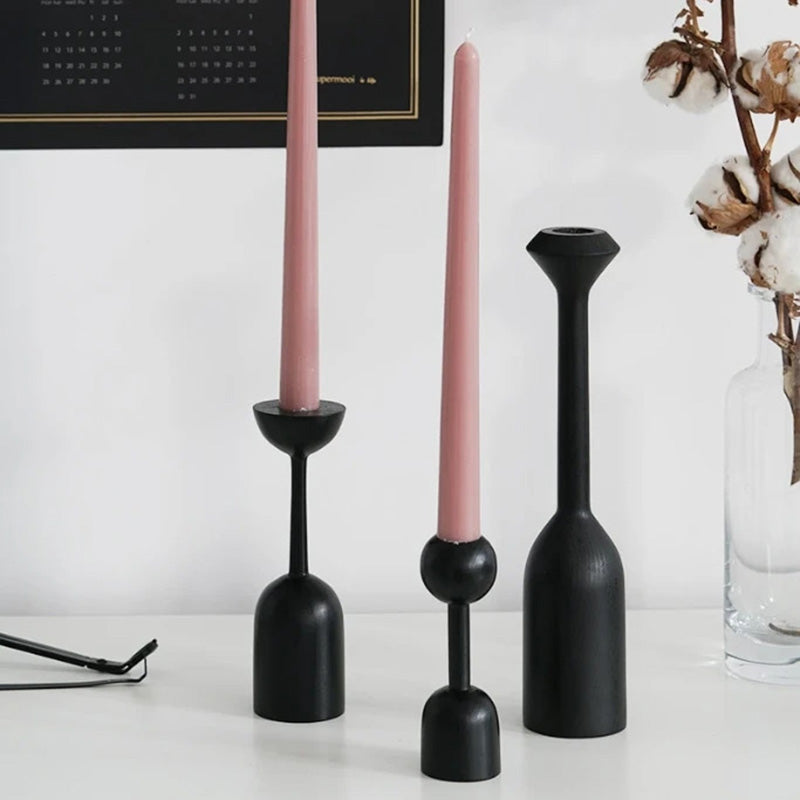 Moretti Black Taper Candle Holder