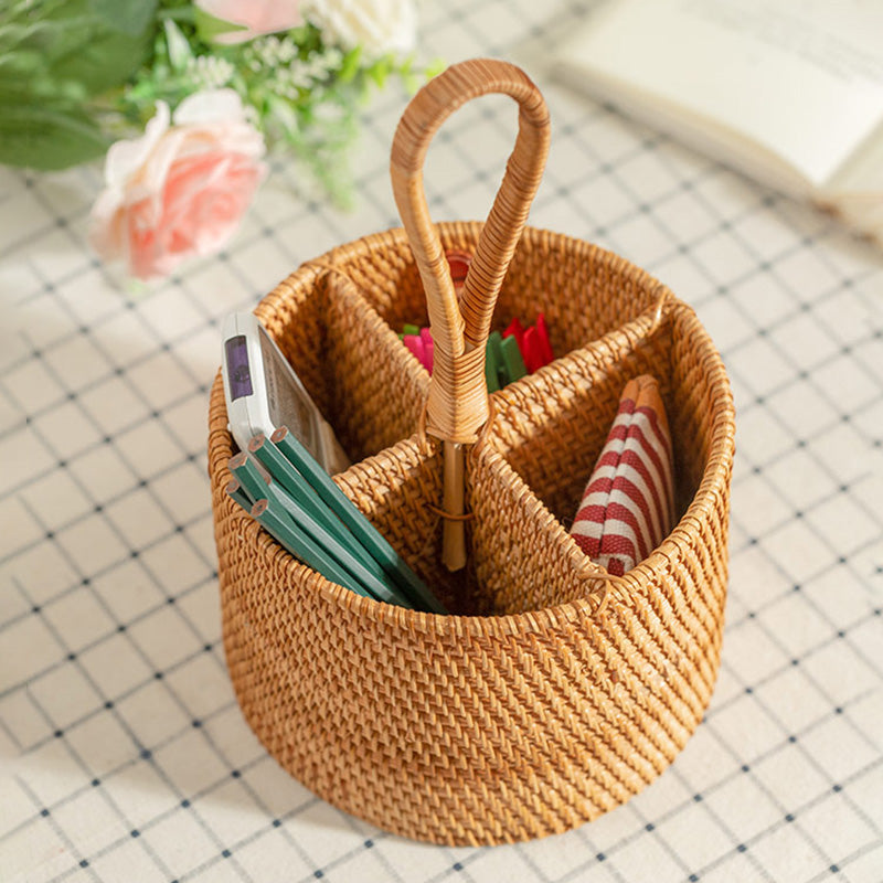 Orakue Rattan Round Organizer Basket