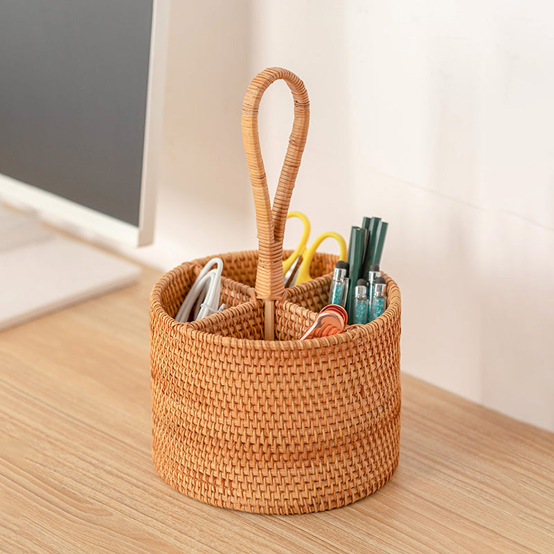 Orakue Rattan Round Organizer Basket
