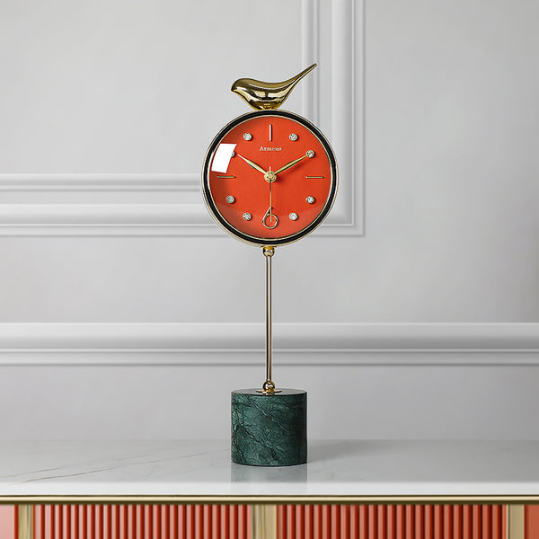 Tannis Armens Leather Marble Bird Paradise Clock