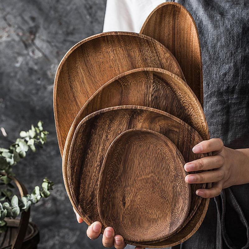 Rustic Acacia Irregular 6.25&quot; Platter - TOV Collection