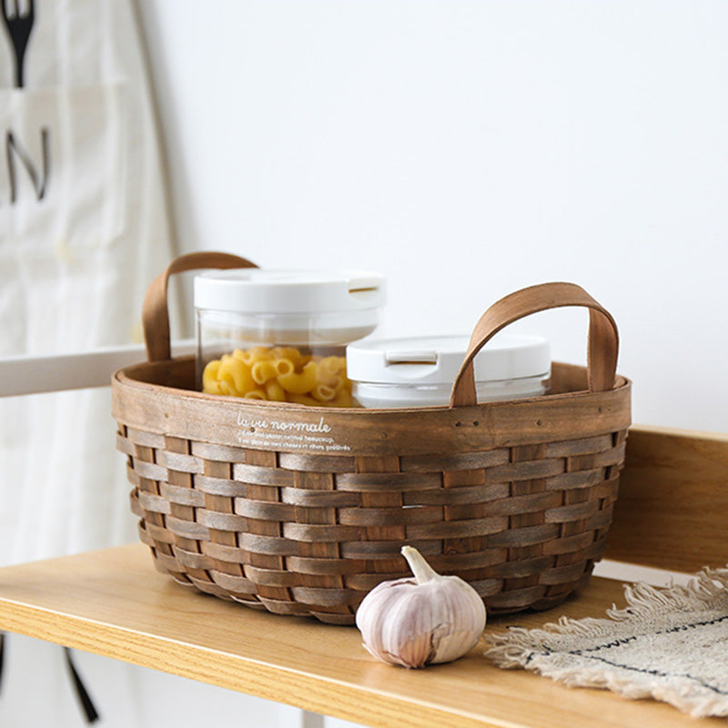 Sheli Wood Basket, Set of 3, Hand-woven Carbonized Wood Chip Storage  Basket With Handle, Kitchen Organizer