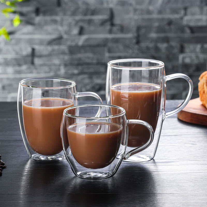 Sorrento Double-Wall Bistro Mug | Double Wall Insulated Glasses Espresso Coffee  Tea Mugs with Handle - Beit Collections